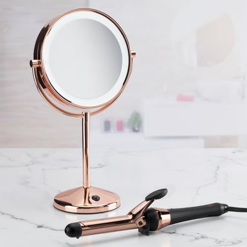 Conair Lighted Makeup Mirror, LED Vanity Mirror, 1X/10X Magnifying Mirror, Double Sided, Battery Operated in Rose Gold - style: Rose Gold 1X/10X Magnification
