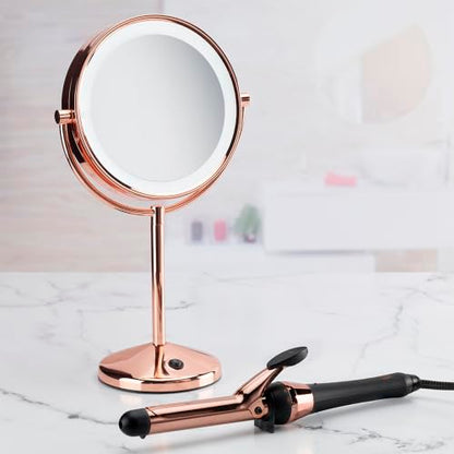Conair Lighted Makeup Mirror, LED Vanity Mirror, 1X/10X Magnifying Mirror, Double Sided, Battery Operated in Rose Gold - style: Rose Gold 1X/10X Magnification