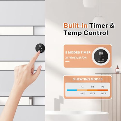 K&KALONZO Electric Towel Warmer Wall Mounted, Fast Heat in 2 Min, NTC Safety | 5 Timers & 3 Heat Levels Control, 2H Rapid Dry, Plug-In/Hardwired, Anti-Scald, Aluminum Heated Towel Rack for Bathroom, K4RS - color: Silver, size: 4-Bar