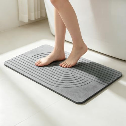 Stone Bath Mat for Bathroom, Diatomaceous Earth Absorbent | Bath Stone Mats Non-Slip Shower Stone Bath Mat (15.3x23.6 inch, Striped 1)