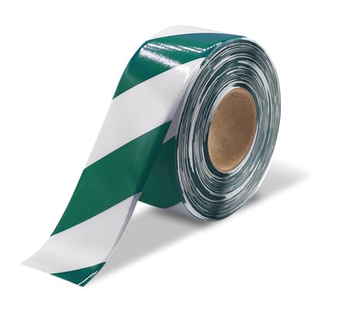 Ultra Line Ultra Durable Chevron/Hazard Floor Marking Tape for Safety, Caution, Warning, Flooring, Heavy-Duty, Peel and Stick, Adhesive, Industrial Quality, Green and White, 3" by 100' Roll - color: Green and White, size: 3" by 100' Roll