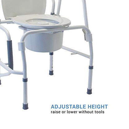 Lumex 3-in-1 Drop-Arm Bedside Commode – Raised Toilet Seat & Safety Rails, Height-Adjustable, 300 lb Capacity