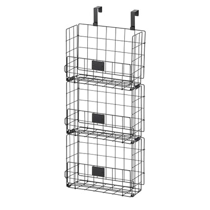 IRIS USA Over The Door Organizer, 3 Pack, Hanging or Wall Mount Wire Basket | Spice Rack Bathroom Cabinet Closet Laundry Pantry Door Organizer, Wall Baskets, Durable Easy Assembly - style: Hanging Basket - 3 Pack