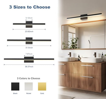 Joossnwell Bathroom Vanity Light Black Dimmable 5CCT Bathroom Lighting FIixtures Over Mirror 39.37 Inch Modern Vanity Light bar Led Bath Light ETL Certificated - color: Black, size: 39.37 Inch Long
