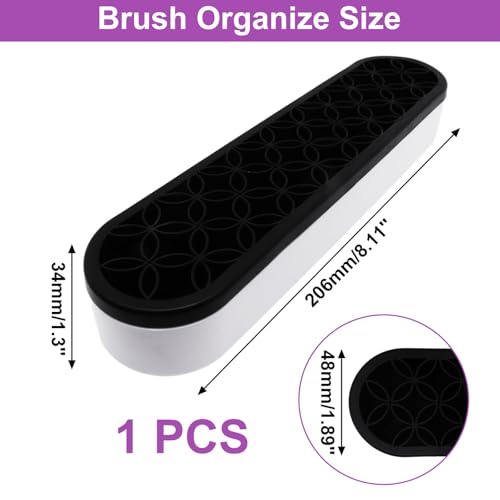 1Pcs Black Silicone Makeup Brush Holder Make Up Brush Holder Stand Makeup Brushes Storage for Painting Pen Brushes Nail Clippers Drill Pens Ruler Sewing Craft Tools - color: Black