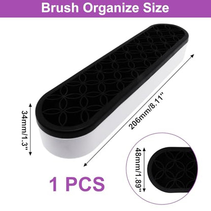 1Pcs Black Silicone Makeup Brush Holder Make Up Brush Holder Stand Makeup Brushes Storage for Painting Pen Brushes Nail Clippers Drill Pens Ruler Sewing Craft Tools - color: Black