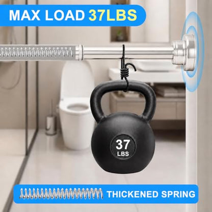 Silver Shower Curtain Rod Adjustable 30-74 Inch, 7/8"Diameter 304 Stainless Steel Never Rust Non Slip Heavy Duty Tension Rod, No-Drill Spring Curtain Rod for Bathroom Kitchen - color: Silver, size: 30-74 Inch