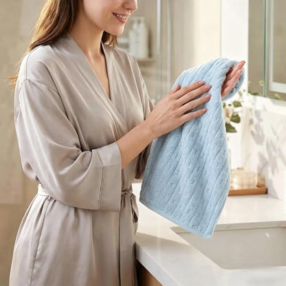 3 Pack Microfiber Hand Towels for Bathroom with Hanging Loops Quick Dry Small Towel Set for Bathroom Kitchen 14 x29.6inch (Blue) - color: Blue
