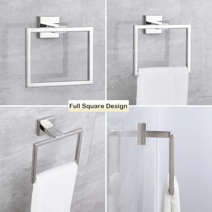 Towel Ring Hand Towel Holder for Bathroom Hand Towel Racks Wall Mount Simple Square Towel Hanger Heavy Duty SUS 304 Stainless Steel, Polished Finish - color: Polished