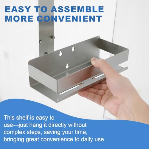 2-Tier Shower Caddy Over Shower Door - Shower Caddy Hanging Rack Organizer No Drilling, Brushed Nickel Stainless Steel Shower Shelf for Bathroom - color: Silver