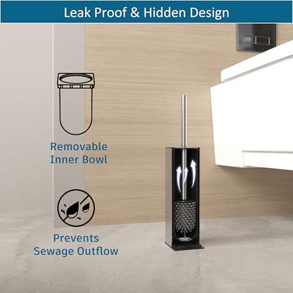 Toilet Brush and Holder Set Brushed Nickel Toilet Bowl Cleaner Brush Freestanding for Bathroom - color: Brushed Nickel