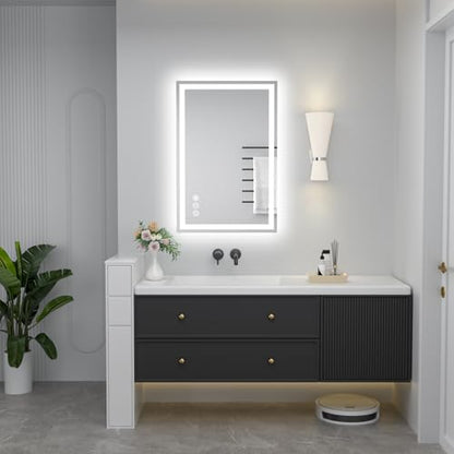 36"x 24" LED Bathroom Mirror with Lights, Anti-Fog, Dimmable, Backlit + Front Lit Smart Mirror, Lighted Bathroom Vanity Mirror for Wall, Shatter-Proof Tempered Glass(Horizontal/Vertical) | Front & Backlit, Memory Function, HD Tempered Glass Vanity Mirror,