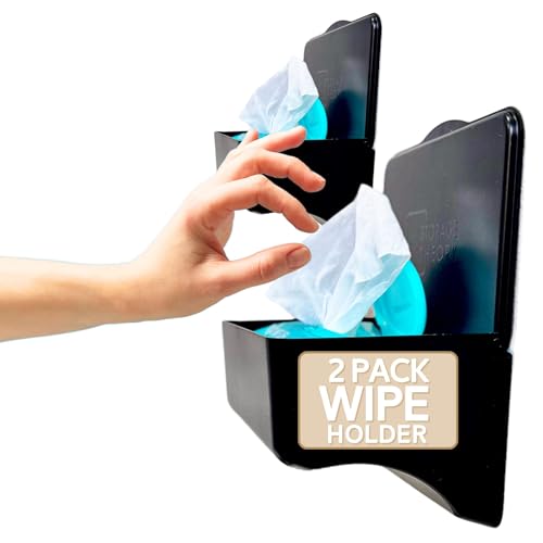 Wipe Holder for Bathroom – Adhesive Wall Mount Organizer – Bathroom Shelf & Baby Wipes Dispenser – Black, 2 Pack - color: Black 2 Pack