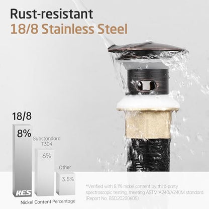 KES Bathroom Sink Drain with Strainer Basket Drain Hair Catcher, Pop Up Drain Stopper Vessel Sink Vanity with Overflow Anti Clog, Oil Rubbed Bronze S2013A-ORB - color: Oil Rubbed Bronze, style: for sink WITH overflow,1-pack