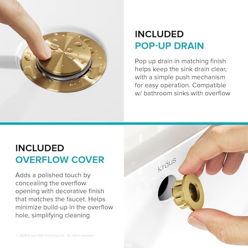 KRAUS Indy Widespread Bathroom Faucet in Spot-Free Brushed Brass with 2 Handles, Pop Up Drain and Supply Lines, FUS-14103SFBB - color: Spot Free Brushed Brass, style: Widespread