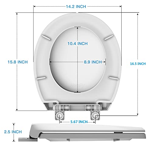 Round Toilet Seat with Slow Soft Close, Durable Toilet Seat Round, Never Loosens, Easy Clean and Install, White Toilet Seat Fit for Round Toilets - color: White, size: 17" Round without Toddler Seat