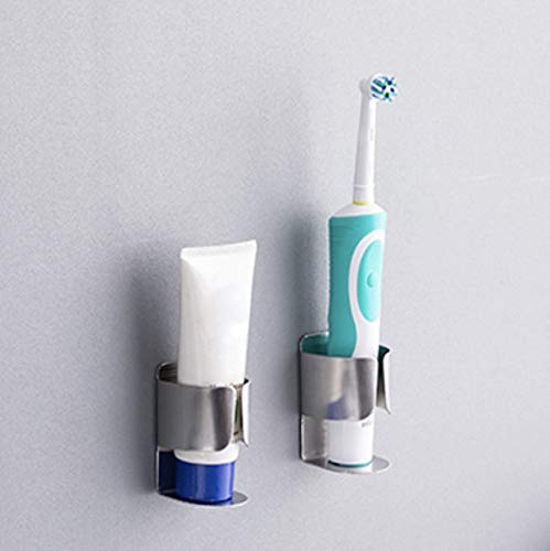 Electric Toothbrush Holder, 304 Stainless Steel Wall Mounted Self Adhesive Storage Organizer Stand Rack for Electric Toothbrush, Toothpaste, Facial Cleanser (Silver 4 Pack) - color: Silver 4 Pack