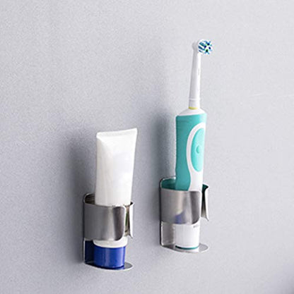 Electric Toothbrush Holder, 304 Stainless Steel Wall Mounted Self Adhesive Storage Organizer Stand Rack for Electric Toothbrush, Toothpaste, Facial Cleanser (Silver 4 Pack) - color: Silver 4 Pack