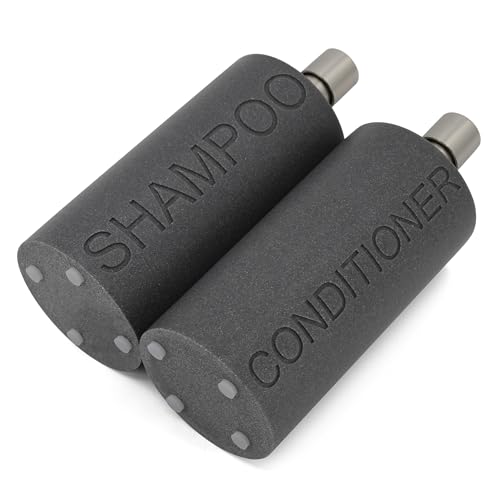 Resin 2 Pack Shampoo, Conditioner or Body Wash Dispenser Set, Luxurious Refillable Pump Bottles with Matte Pump Top and Embossed Text, Durable Design for Bathroom and Shower - color: Gray Shampoo & Conditioner