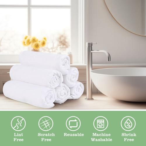 Washcloths Bulk 400 Pack Face Towels, Highly Soft Wash Cloths | Hand Towels, Fast Drying Multi-Purpose Microfiber Cleansing Cloths for Bathroom, Hotel, Spa, and Salon White (12" x 12") - color: White, size: 400Pack