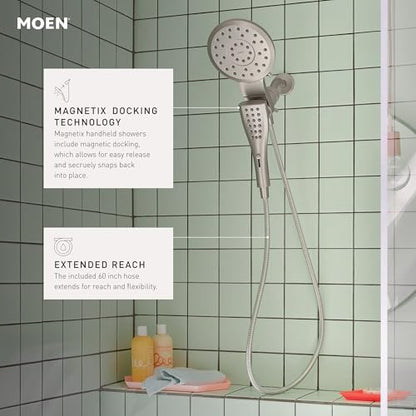 Moen Verso Round Rain Showerhead and Handshower Combination with Infiniti Dial and Magnetix Docking, 60" Hose, Matte Black, 220C2EPBL - color: Matte Black