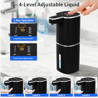 Automatic Liquid Soap Dispenser, Touchless 4 Levels (Black, Liquid) | 14.2 oz Capacity, 4 Adjustable Levels, Liquid Hand Soap Dispenser, Kitchen and Bathroom Accessory - color: Black, size: Liquid