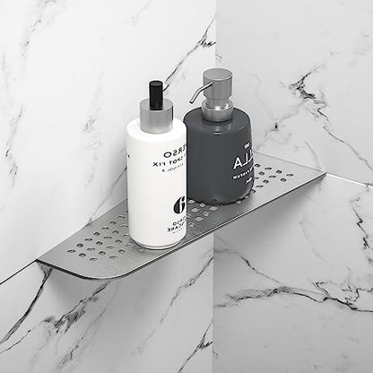 Corner Shower Shelf 12", 304 Stainless Steel Quadrilateral Shelf | Heavy Duty Recessed Bathroom Shelf, Brushed - color: Brushed