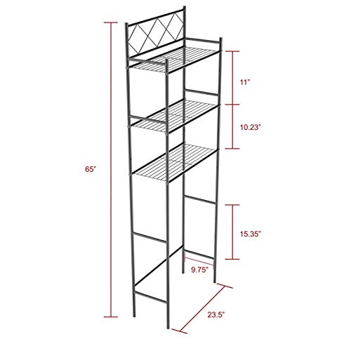 J&V TEXTILES 3-Shelf Bathroom Organizer Over The Toilet, Bathroom Spacesaver (Silver) - color: Silver