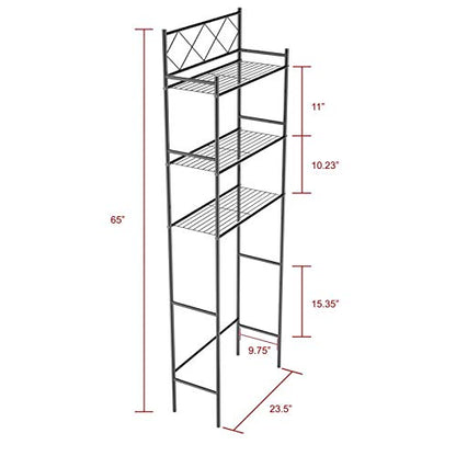 J&V TEXTILES 3-Shelf Bathroom Organizer Over The Toilet, Bathroom Spacesaver (Silver) - color: Silver