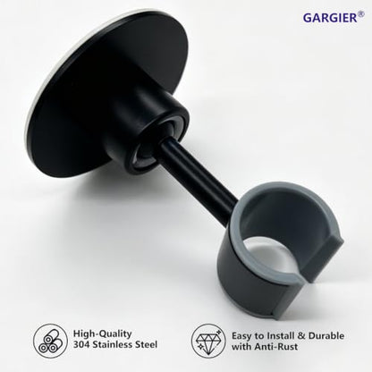 Shower Head Holder 360° Adjustable Handheld Bathroom Shower Head Bracket | All Metal, 360 Swivel Adjustable, No Drill Adhesive Wall Mount for Bathroom RV Standard Shower Hose, Black - color: Black