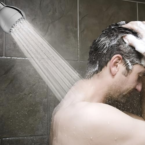 High Pressure Shower Head 3" Chrome - 360° Rotating Self-Cleaning Jets, Water Saving Flow Optimizer, Easy Install & Rustproof ABS, Spa Rainfall Spray for Adults/Elderly
