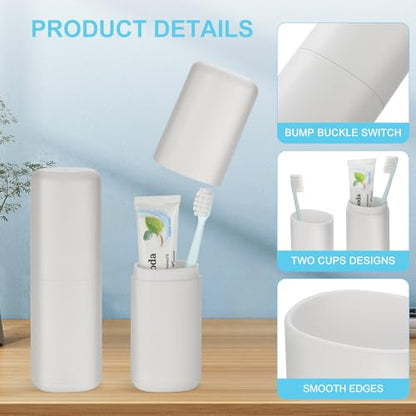 Travel Toothbrush and Toothpaste Case, 2 in 1 Gray Toothbrush Holder and Rinse Cup, Large Capacity Toothbrush Cup with Cover, Portable Toothbrush Holder for Traveling, Camping, Trip - 2PCS - color: Gray