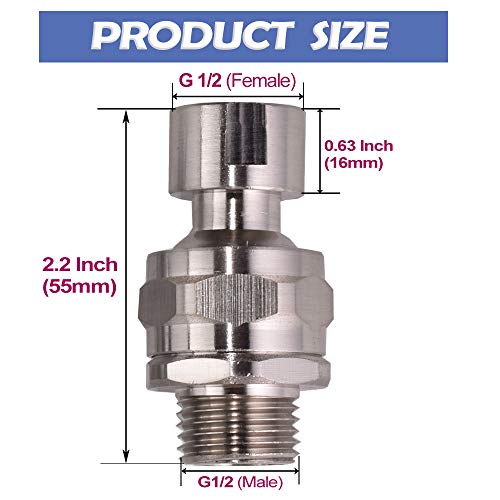 Shower Head Swivel Ball Adapter Brass Adjustable Shower Connector Shower Arm Extension Bathroom Universal Showering Component (Brushed Nickel) - color: Brushed Nickel