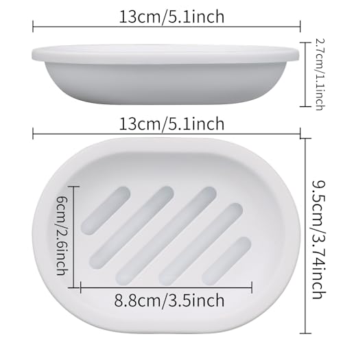 Topsky Soap Dish for Shower, 2pcs Soap Dishes Soap Savers for Bar Soap, Soap Bar Holder Shower with Drip Tray, Plastic Soap Holders with Drain for Kitchen Sink, Easy to Clean, Dry,White - color: White