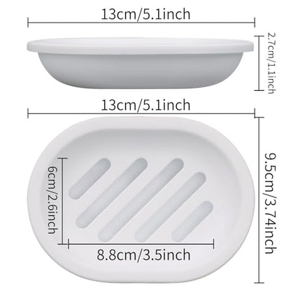 Topsky Soap Dish for Shower, 2pcs Soap Dishes Soap Savers for Bar Soap, Soap Bar Holder Shower with Drip Tray, Plastic Soap Holders with Drain for Kitchen Sink, Easy to Clean, Dry,White - color: White