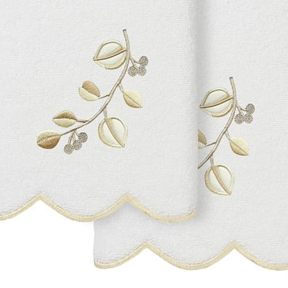 Jardin Turkish Cotton Scallop Towel-Beige-2 Pcs Hand Towel - color: Beige, size: 2 Pcs Hand Towel