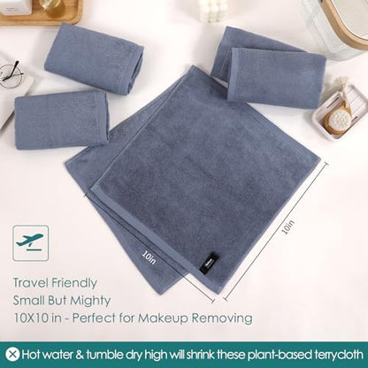 Face Wash Cloths 12 Pack,Reusable Makeup Remover Towel,10''x10'',Slate Blue | 100% Viscose,Gently Washing Face for Sensitive Skin,Breathable,Easy Rinsed,Quick Dry,Face Cleansing,Daily Skincare Routine - color: Slate Blue, size: 10x10 Inch-12 Pack