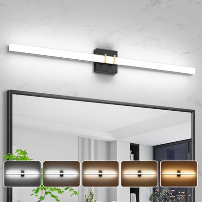 Modern Black and Brass Vanity Light Bar 40 Inch, 30W 5CCT Dimmable Bathroom Light Fixtures LED Wall Lighting Fixture - color: Black+Brass, size: 40 inch