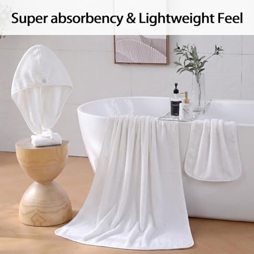 8 Piece Bath Towel Set,Extra Large Bath Sheets 35"x70"-White | Super Soft Microfiber, Lint Free & Quick Dry Towels for Bathroom,Gym,Hotel–2 Bath,2 Hair,2 Hand,2 Washcloths - color: White, size: 8Piece Towel Set