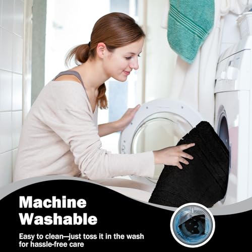 Black Bathroom Runner Rugs, Non-Slip Extra Long Bath Mat | Extra Long Bath Rug, Machine Washable Large Bath Mats for Tub and Shower, Plush Shaggy Runner, 24x60" - color: Black, size: 2' x 5' (Rectangular)