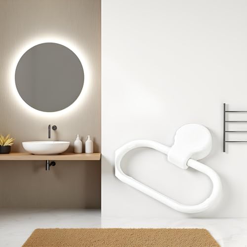 White Towel Ring Towel Rack Hand Holder for Bathroom Self Adhesive Non Punching Adhesive Towel Ring Kitchen Cloth Hanger Bath Towel Bars