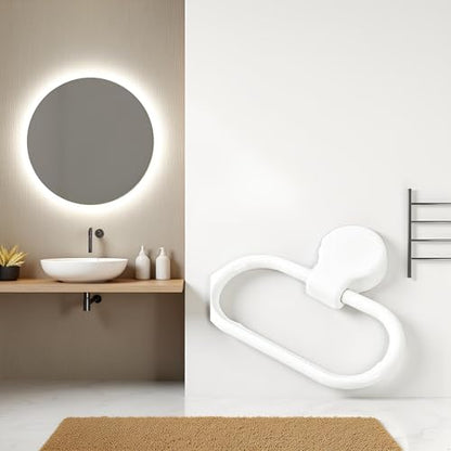 White Towel Ring Towel Rack Hand Holder for Bathroom Self Adhesive Non Punching Adhesive Towel Ring Kitchen Cloth Hanger Bath Towel Bars