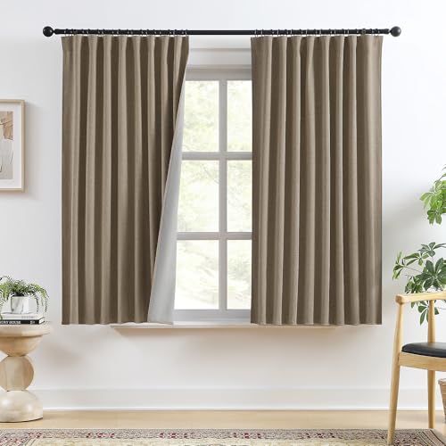 RAIN CITY Linen Brown Blackout Curtains 2 Panels Set,W50xL63 Linen Brown | Back Tab Rod Pocket Hidden Tab with Hooks,Energy Efficinet Linen Blend Drapes for Bedroom Modern Classic - color: Linen Brown, size: 50"W x 63"L (Pack of 2)