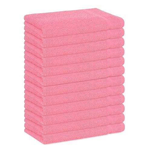 Basic Hand Towels 16x26 Inches – Pack of 12 – Rose Pink Color – Soft and Absorbent Multipurpose Cotton Towels for Bathroom, Spa, Gym, Salon, Hotel, and Everyday Use - color: Rose Pink, size: 16x26 inch Pack of 12