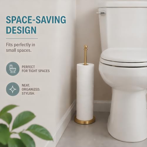 Songtec Toilet Paper Holder Stand Reserve for Bathroom, Holds 4/5 Rolls, Compact TP Roll Holder Storage, Stainless Steel (Gold) - color: Gold
