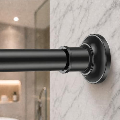 Outdoor Tension Rods No Drilling Patio Shower Curtain Rod 30-130 Inch | Extra Long Tension Curtain Rod,10FT,Heavy Duty,1.1 Inch Thick Diameter,Spring Adjustable,No Rust,Bathroom,Windows,Black - color: Black, size: 30-130 inches