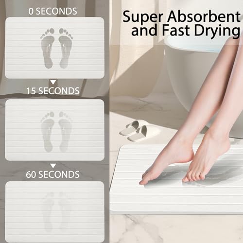 YEECOPON Diatomite Bath Mat, Quick-Dry Water Absorbing Stone Bathroom Mat