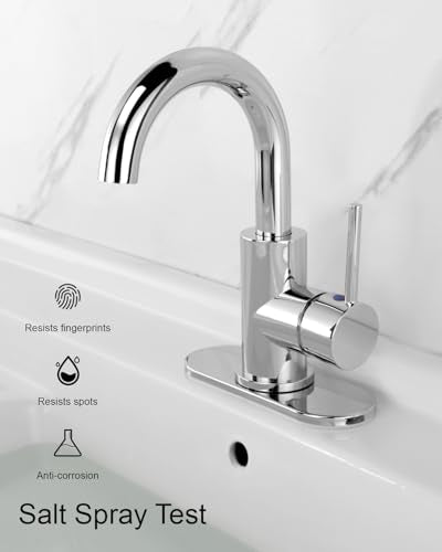 RKF Single-Handle Swivel Spout Bathroom Sink Faucet with Pop-up Drain with Overflow and Supply Hose,Bar Sink Faucet,Small Kitchen Faucet Tap,Chrome Polished,BF3501P-CP2 - color: 3501-CP2
