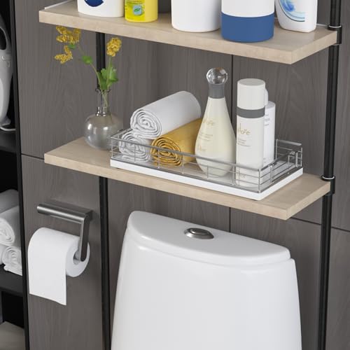 Toilet Paper Basket 2 Pack, 13 Inch Toilet Tank Basket with Handles, White | 2PCS Bathroom Basket, Back of Toilet Basket, Toilet Tank Tray Toilet Organizer for Toilet Paper Storage Toiletries Essentials - color: White