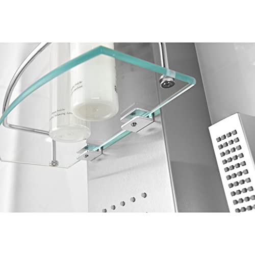 ANZZI Shower Head Panel Tower System | Coastal | Brushed Stainless Steel | Includes One 1 Field Full Body With Dual Level Deco Glass, Free-Reign Euro Grip Handheld Sprayer With 60 In. Hose - color: Brushed Steel, style: 2 Jets